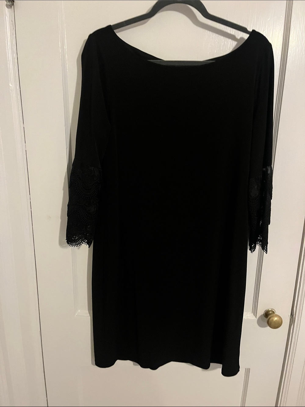 Ivanka Trump Black Long Sleeve Shift Dress with Lace Cuffs